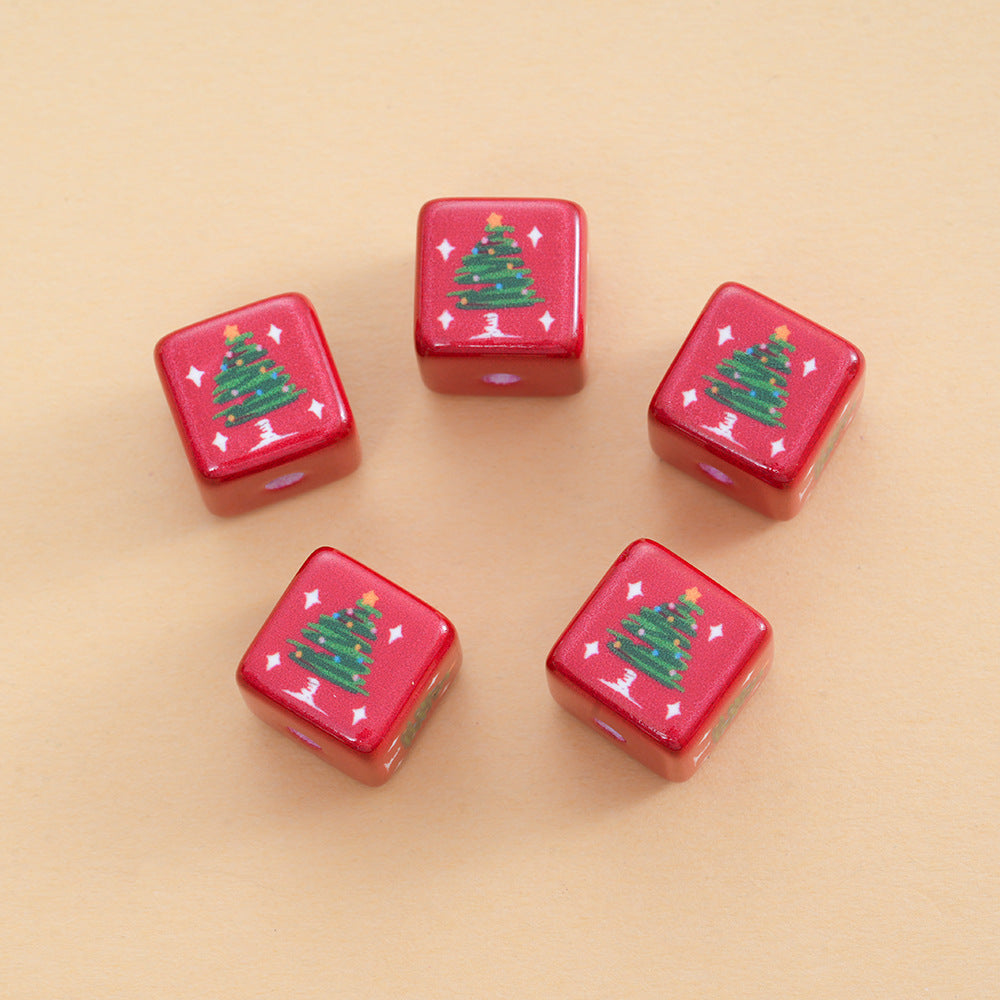 Wholesale 10pcs Christmas Square Beads DIY Mobile Phone Chain Beads