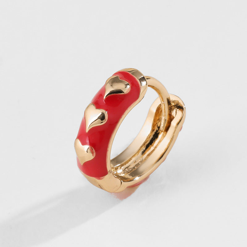 Wholesale Valentine' s Day English dripping oil heart Earrings Set