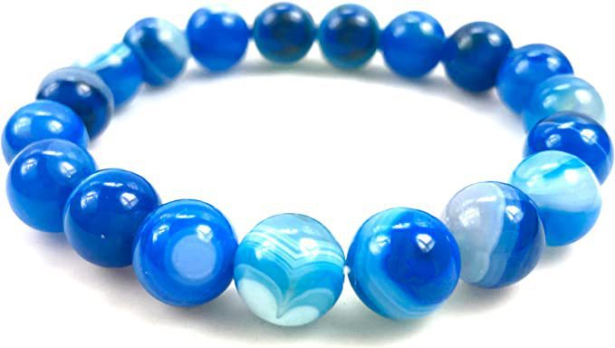 Wholesale 10mm Blue Agate Blue Crystal Bracelet
