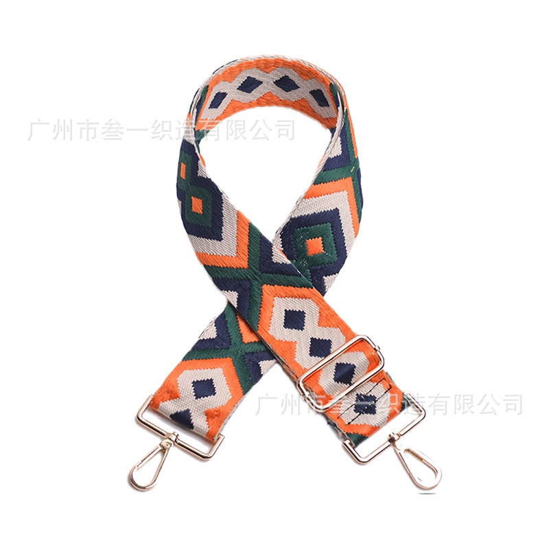 Wholesale All-match Ethnic Style 3.8cm Diamond Jacquard Adjustable Lengthened Retro Style Bag Strap