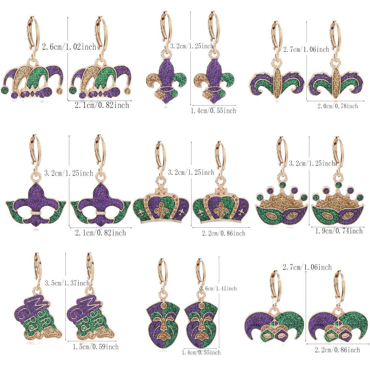 Wholesale Carnival Flash Iris Flower Mask  Crown Trendy Fashion All-match Earrings