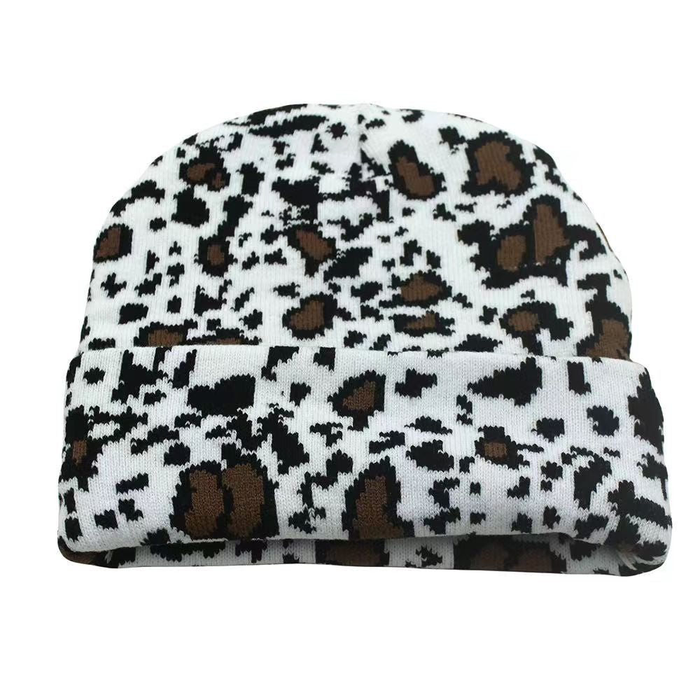Wholesale Fashion Cow Pattern Jacquard Knitted Beanie