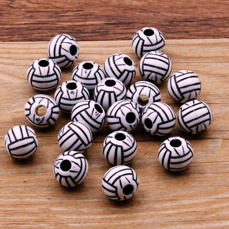 Wholesale 10pcs Resin Basketball Rugby Soccer Big Hole Beads