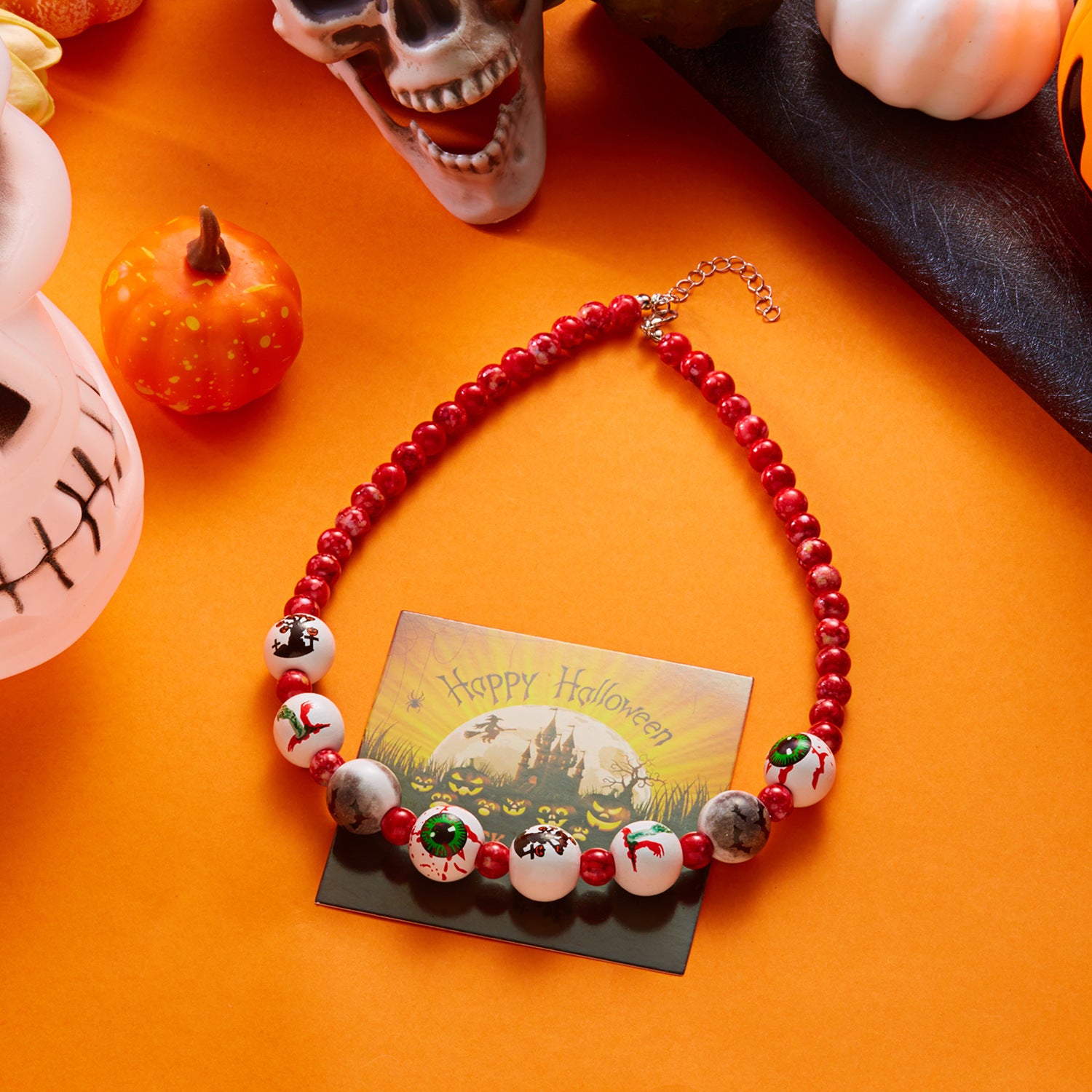 Wholesale Halloween Gothic Wooden Bead Necklace Bracelet