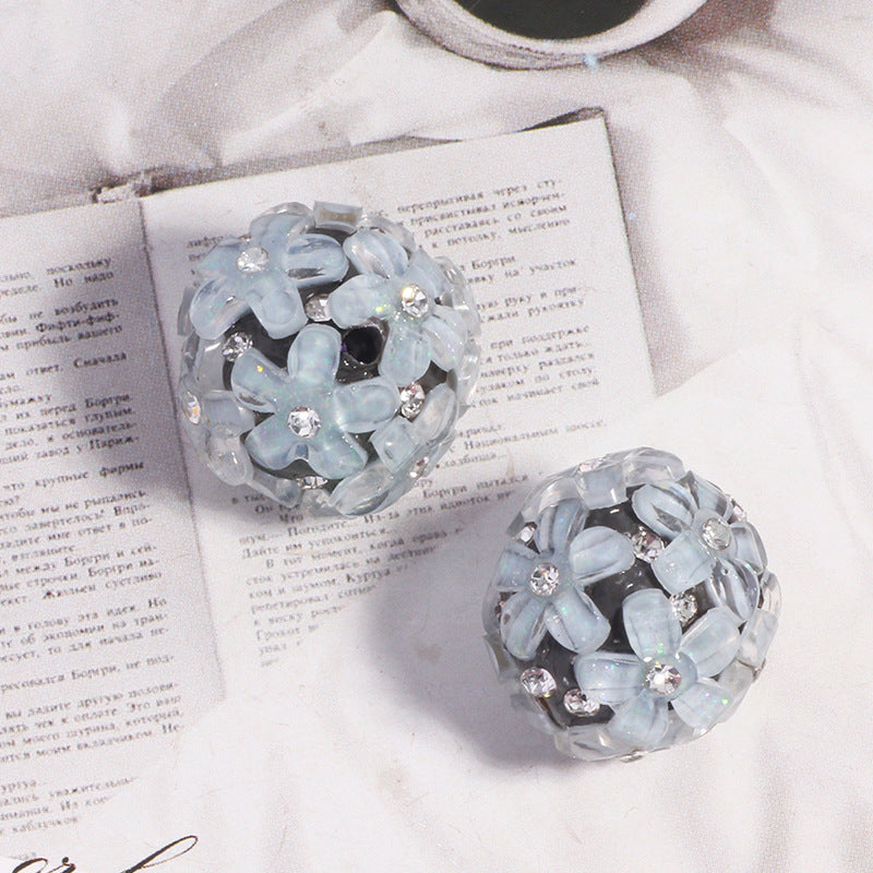 Wholesale 5pcs/pack DIY small  flower ball polymer clay straight hole beads