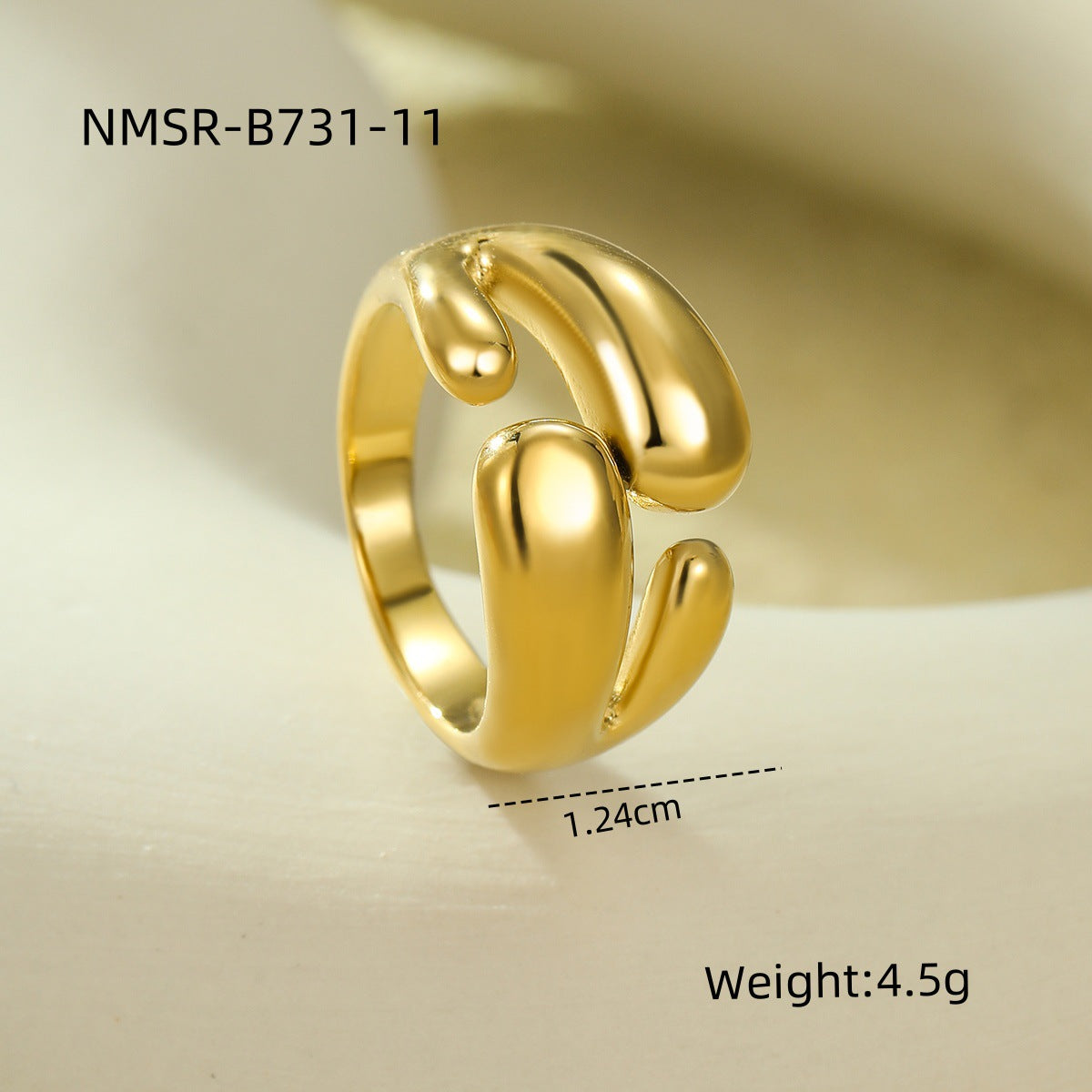 Wholesale Stainless Steel Rings with Geometric Opening Irregular Non-Fading Ring Jewelry