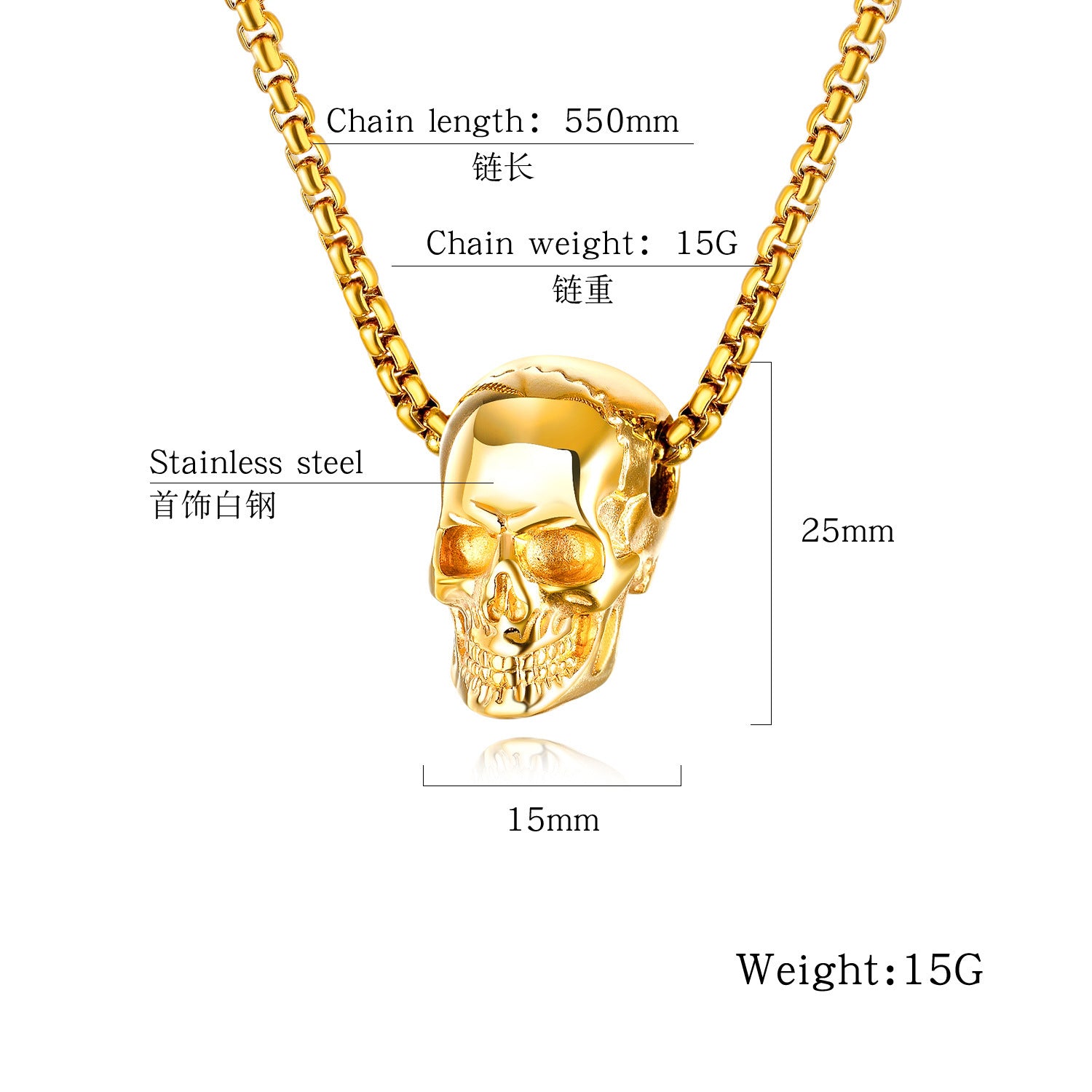 Wholesale Skull Head Titanium Steel Necklace Vintage Stainless Steel Hip Hop Men's Accessories
