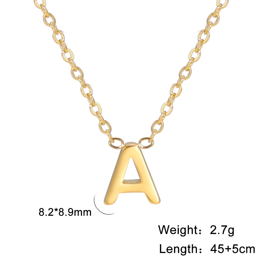 Wholesale 26 Letter 18k Genuine Gold Electroplating Non Fading Stainless Steel Necklace