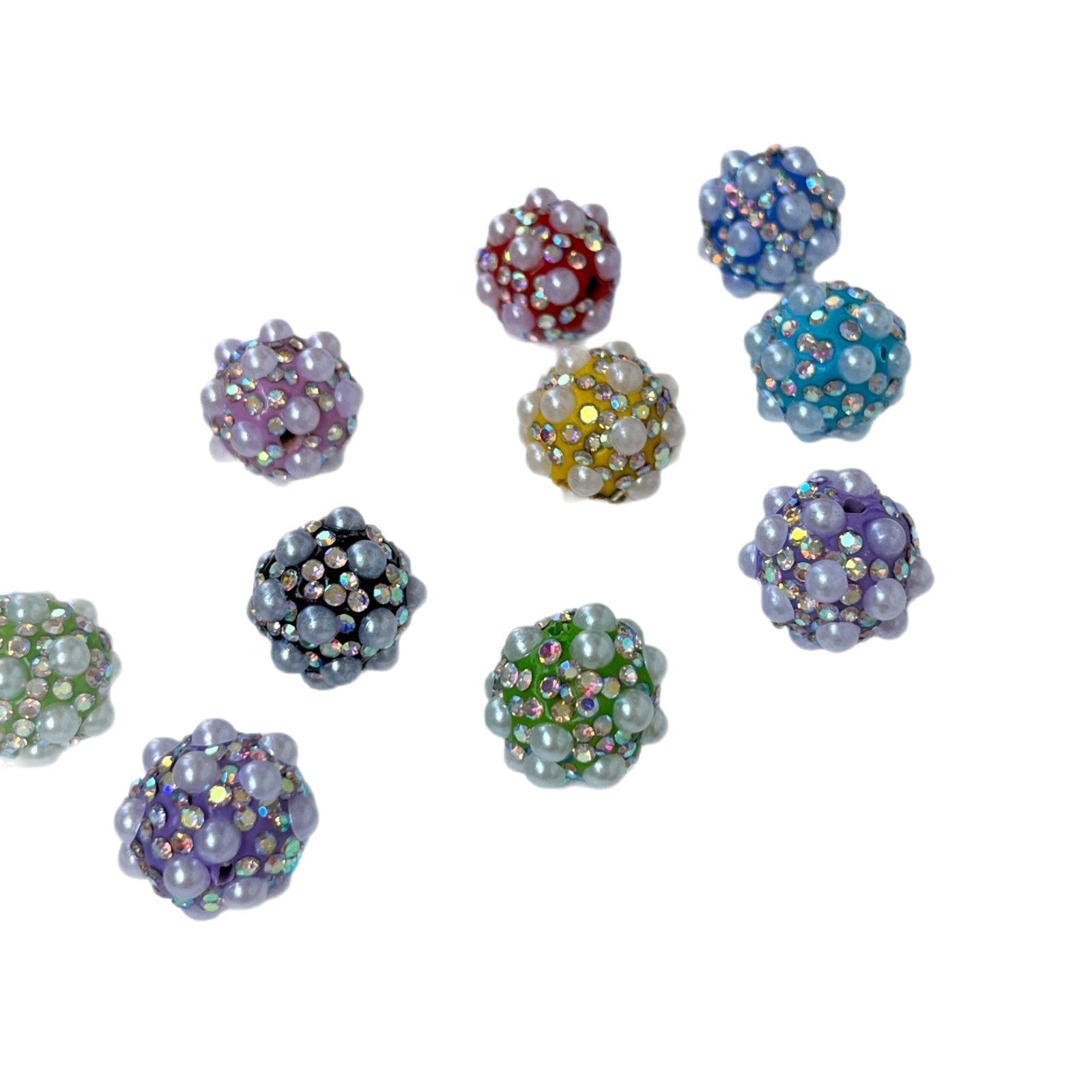 Wholesale 10pcs Colored diamond studded beads  pearl clay straight hole beads