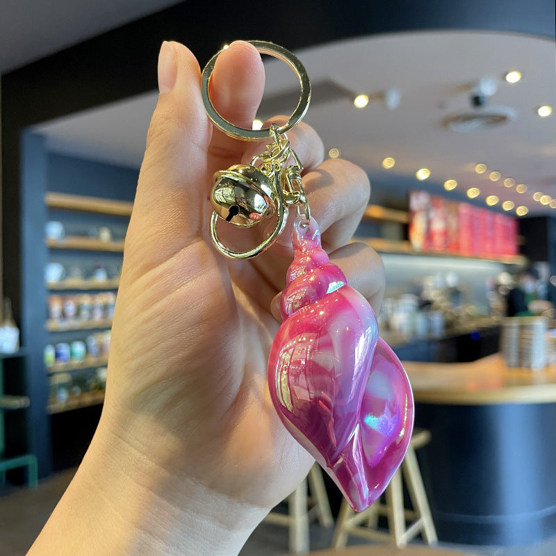 Wholesale Electroplating Colorful Acrylic Conch Keychain