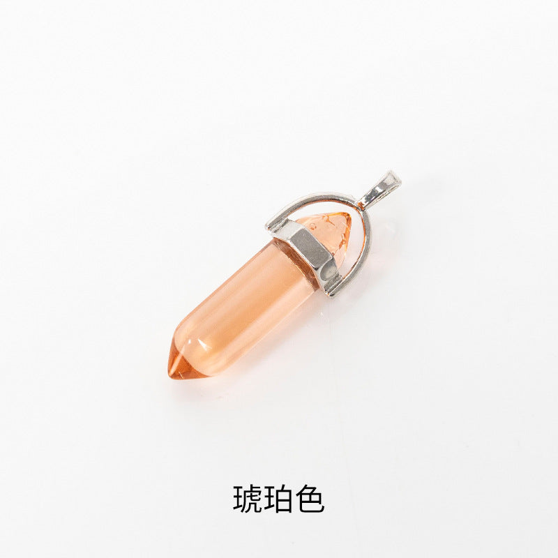 Wholesale Fashion Hexagonal Column Diamond Bullet Pendant Accessories Glass Pendant Glass Necklace Jewelry