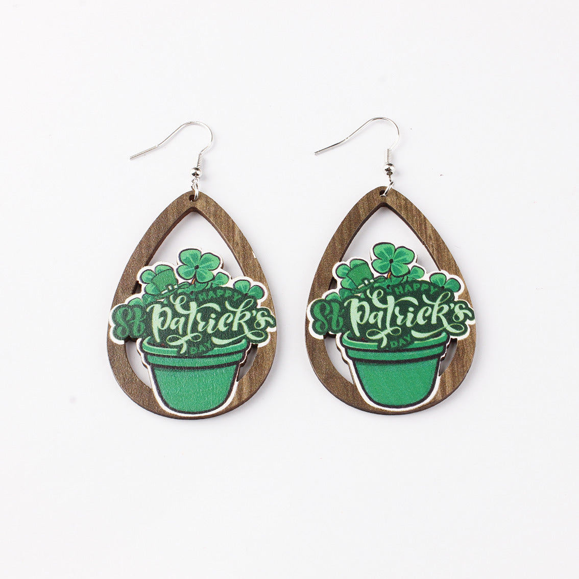 Wholesale Carnival Printed Wooden Drop Earrings