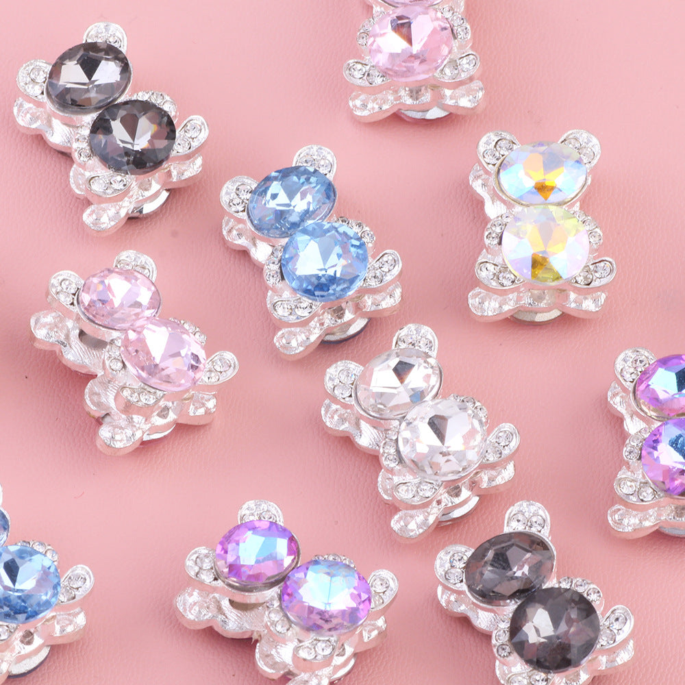 Wholesale 5pcs/pack Heavy double-sided alloy bear diamond ball DIY Fancy Beads