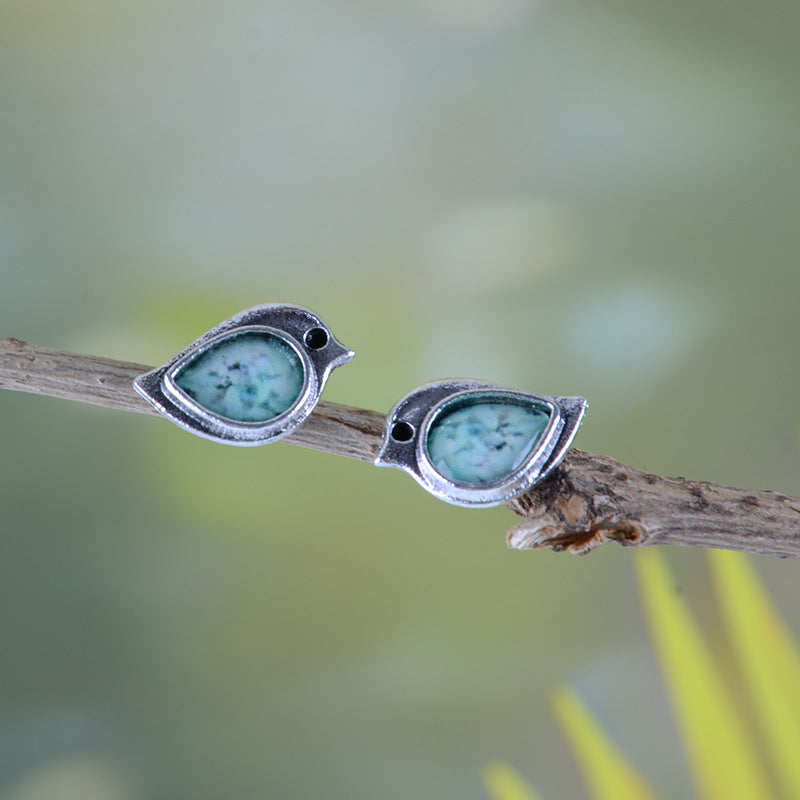 Wholesale Sky blue three sparrow necklace