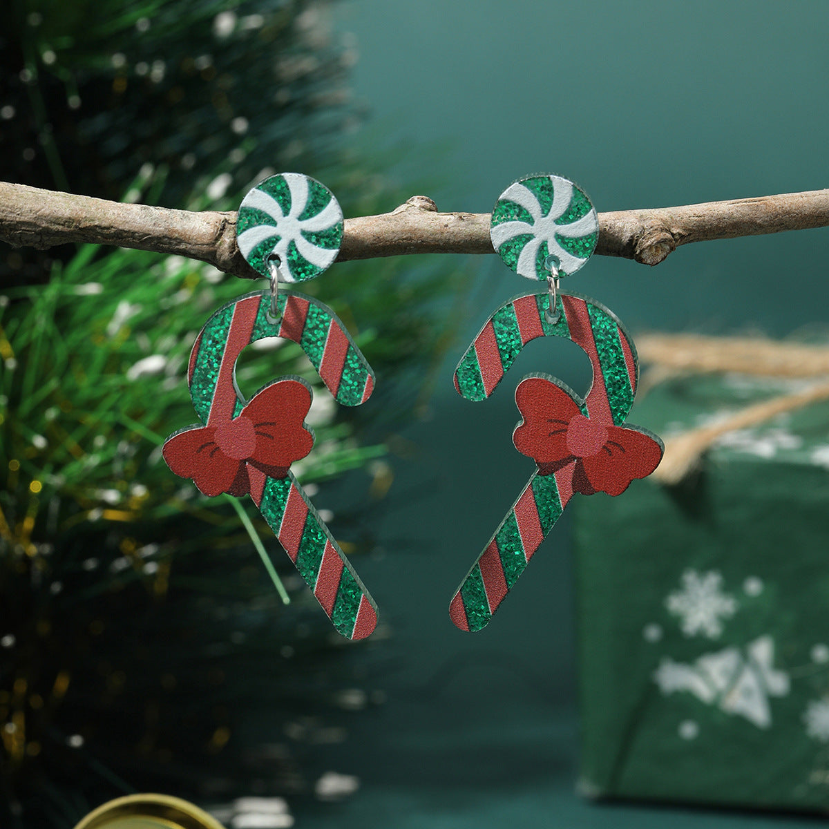 Wholesale Christmas tree earrings love acrylic Christmas ladies earrings