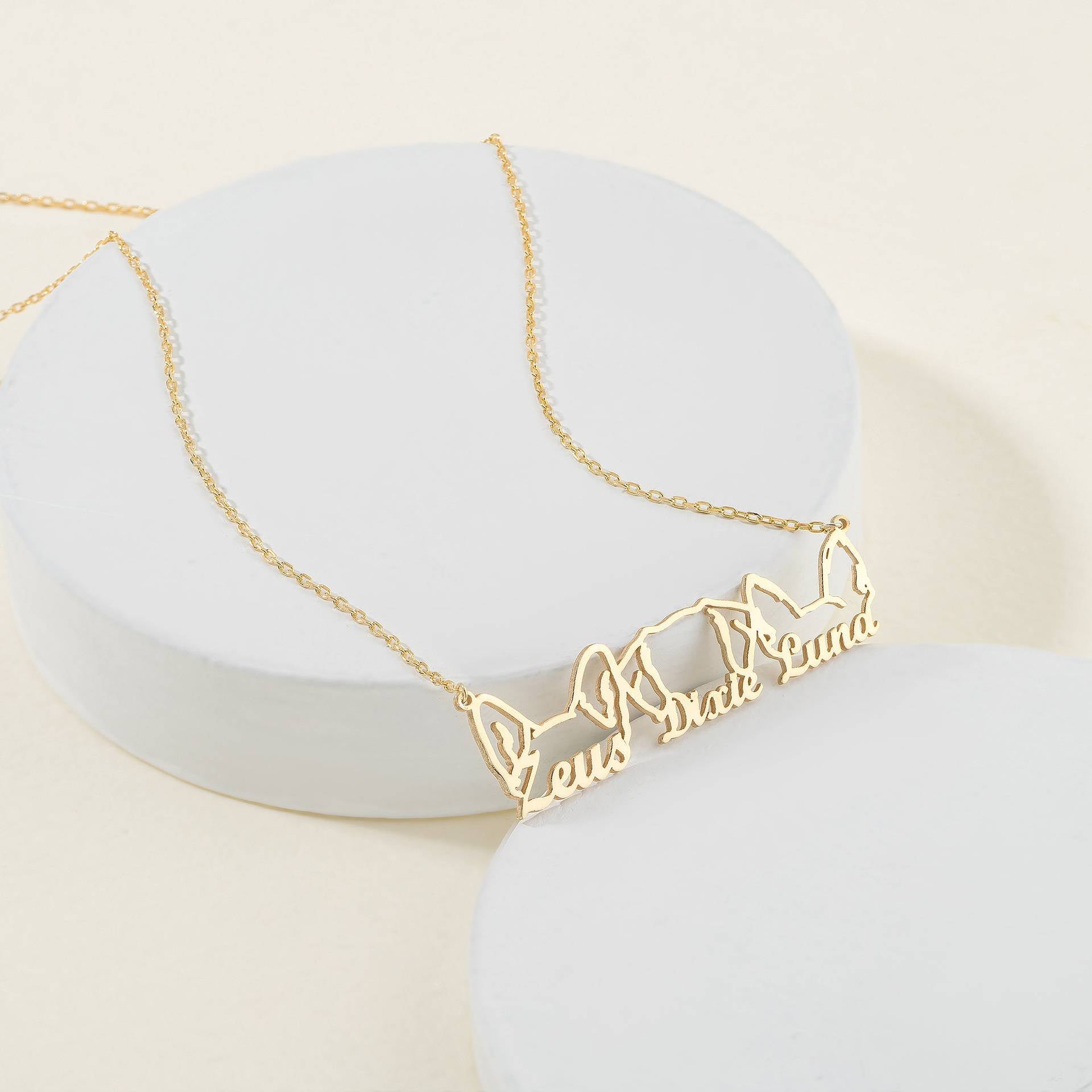 Wholesale Golden dog Titanium Steel Necklace