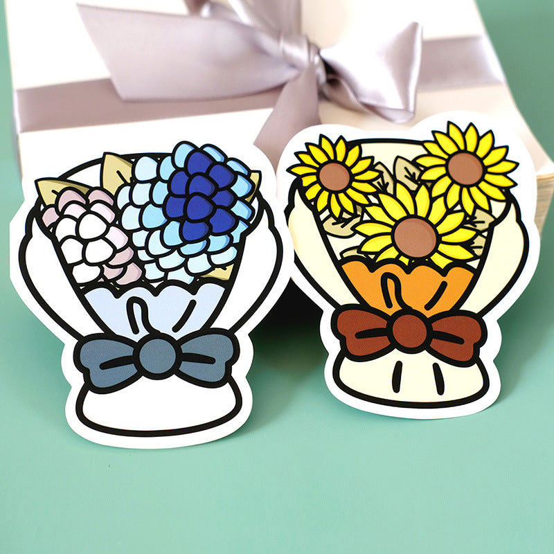 Wholesale of 10pcs/pack Paper 6 Styles of Sunflower Tulip Bouquet Mother's Day Greeting Card Hang Tags