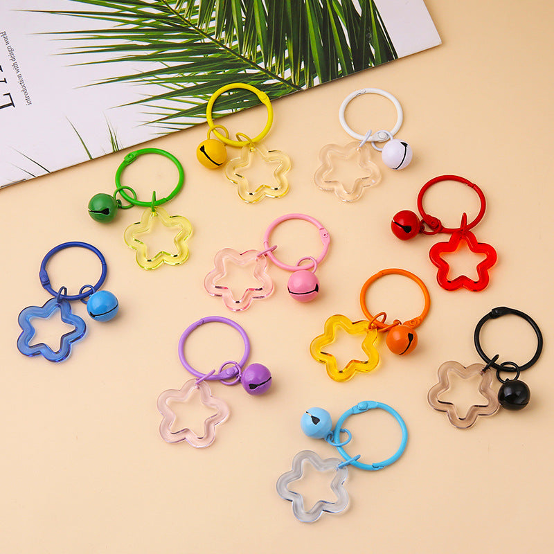 Wholesale Small fresh colorful flower bell keychain