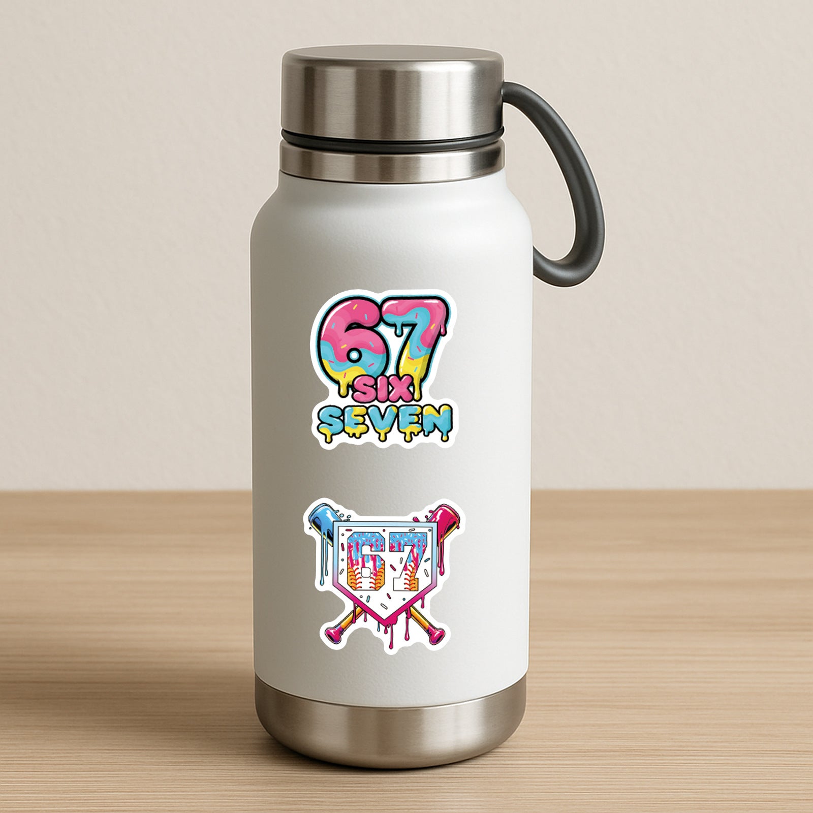 Wholesale 100 Cute Cartoon 67 Number Waterproof Vinyl Stickers