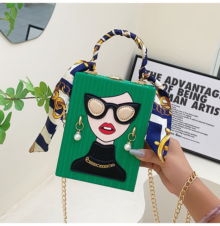 Wholesale PU Retro Beauty Graffiti Box Bag