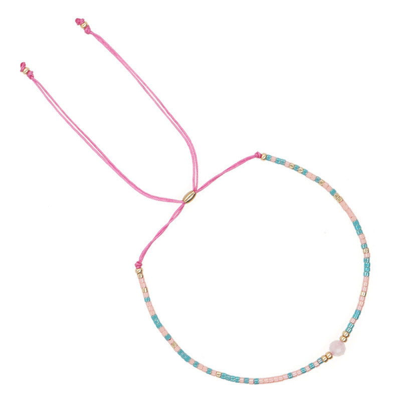 Wholesale Bohemian Glass Pearl Bracelet Handmade Woven Rope Ethnic Jewelry Fashion Accessory