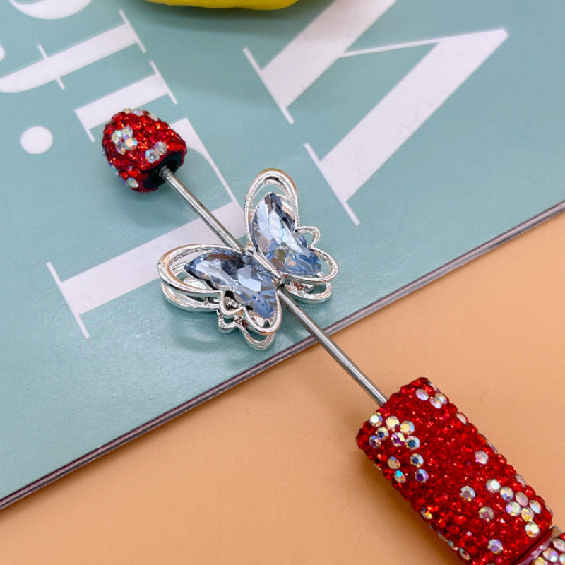 Wholesale 20pcs Alloy double-sided crystal zircon butterfly beads