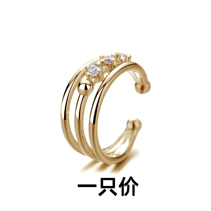 Wholesale Double Layer Zircon Geometric Silver Plating Earrings