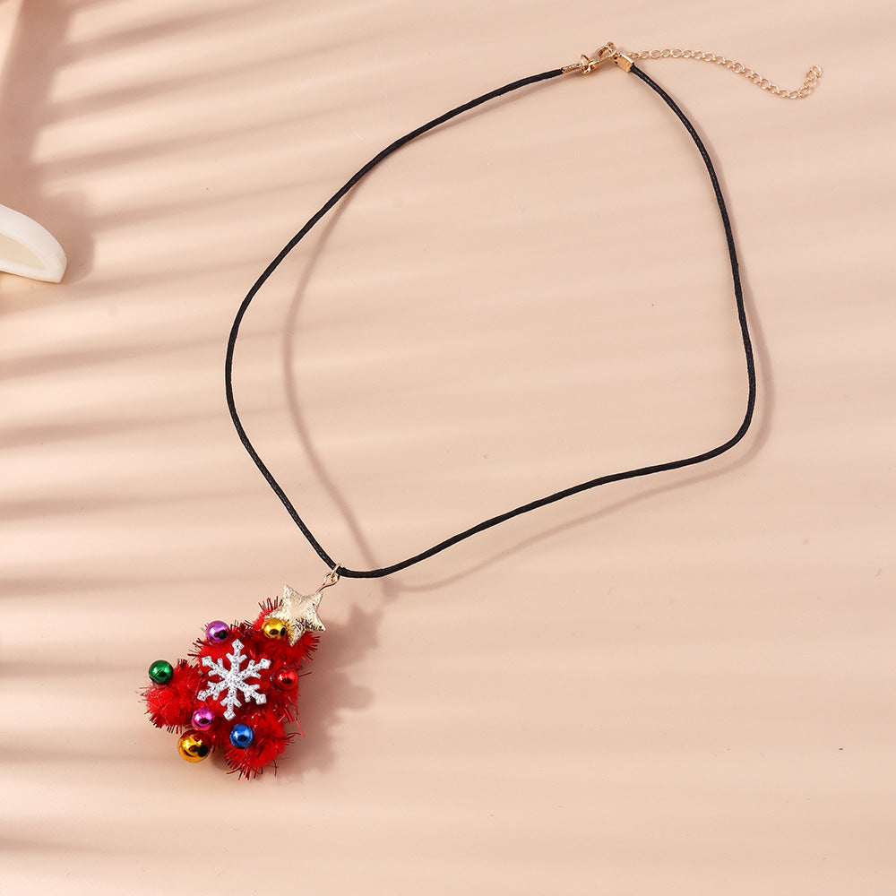 Wholesale Christmas Ornaments Plush Christmas Tree Plastic Necklace Sweater Chain