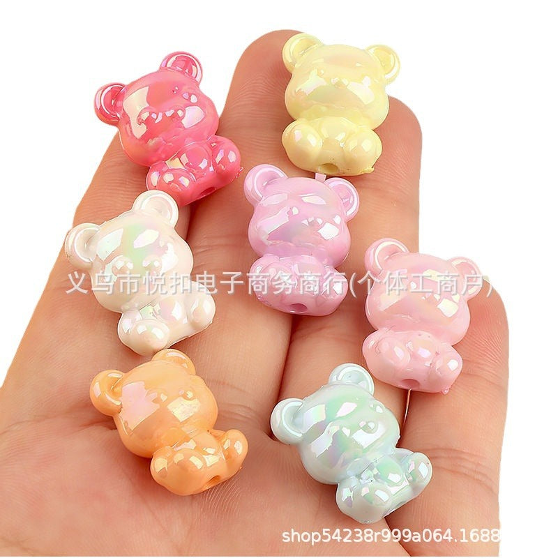 Wholesale 10pcsColorful 17mm bear straight hole loose beads DIY beads