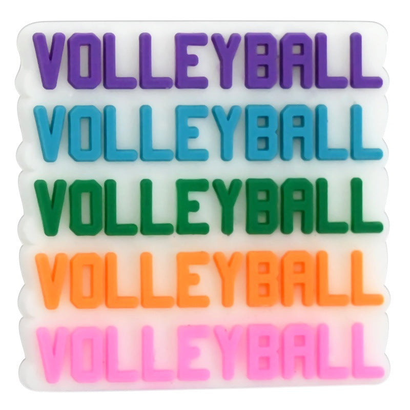 Wholesale Random 100pcs/pack PVC soft rubber perforated beaded accessories for ball sports series   Focal Beads