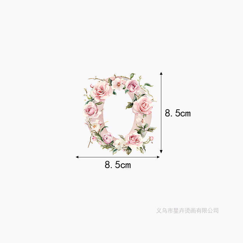 Wholesale 10pcs 26 letter flower branches and leaves UV DTF Ready to Press Transfers Wraps