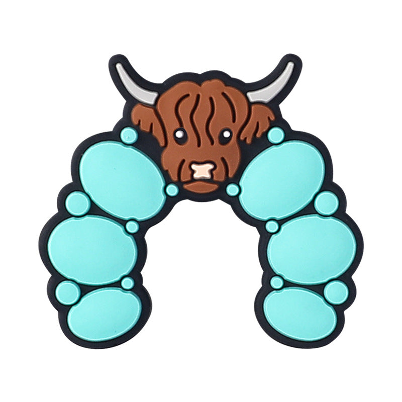 Wholesale 20pcs/pack Small  silicone beads highland cattle straight hole diy beads