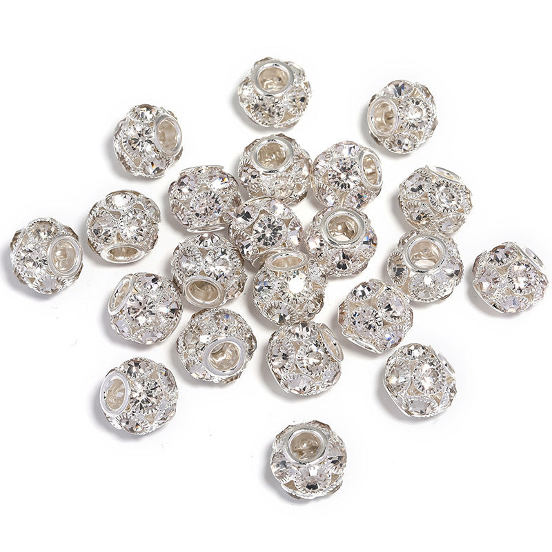 Wholesale 50pcs Large Hole  Ball Beaded Diamond  Beads