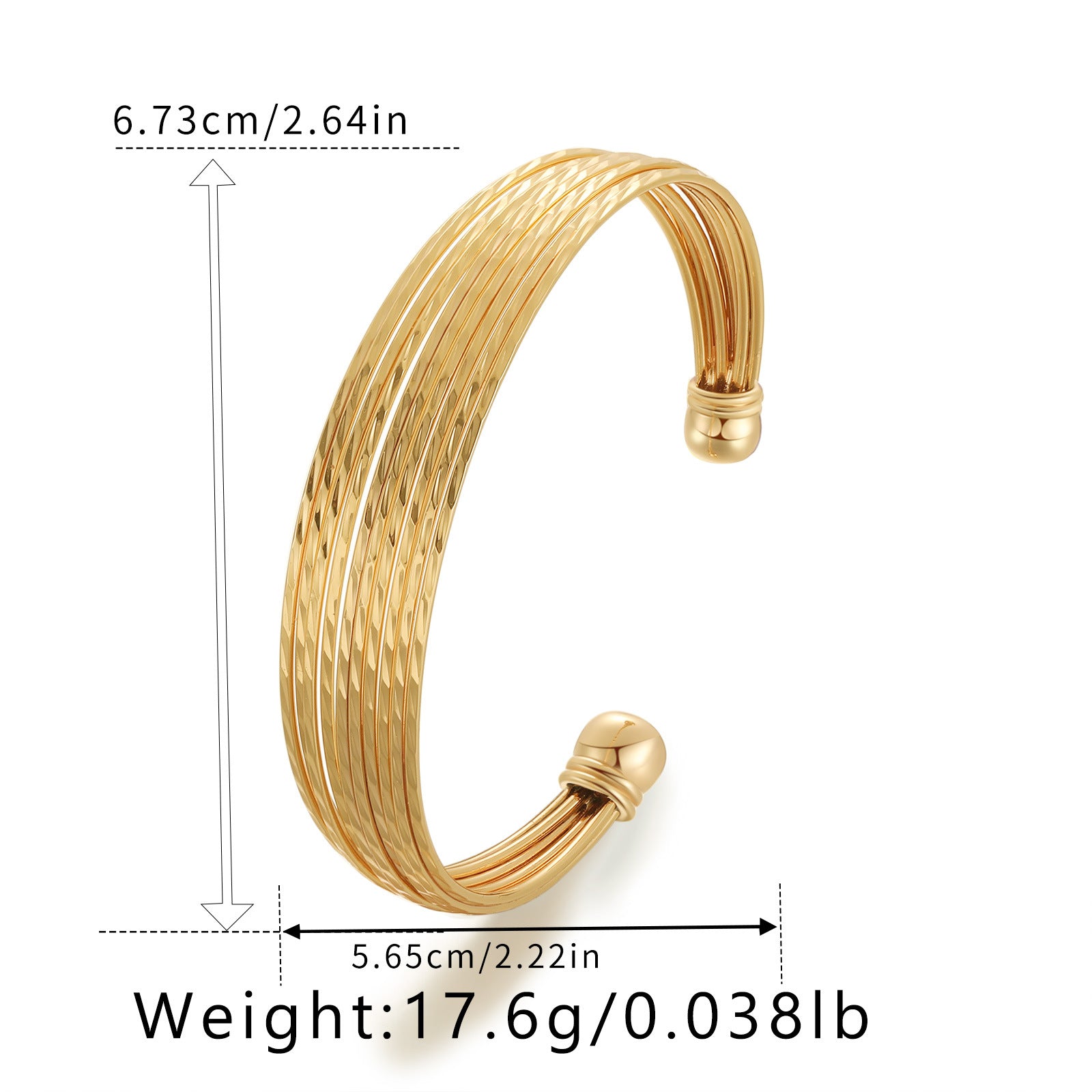 Wholesale Wide-brim Heavy Metal Gold-plated Bracelet