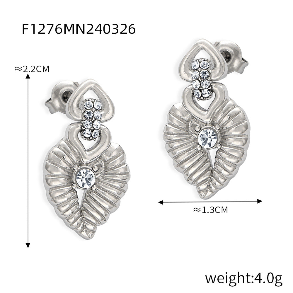 Wholesale Vintage Titanium Steel Gold Plated Geometric Flower Diamond Earrings
