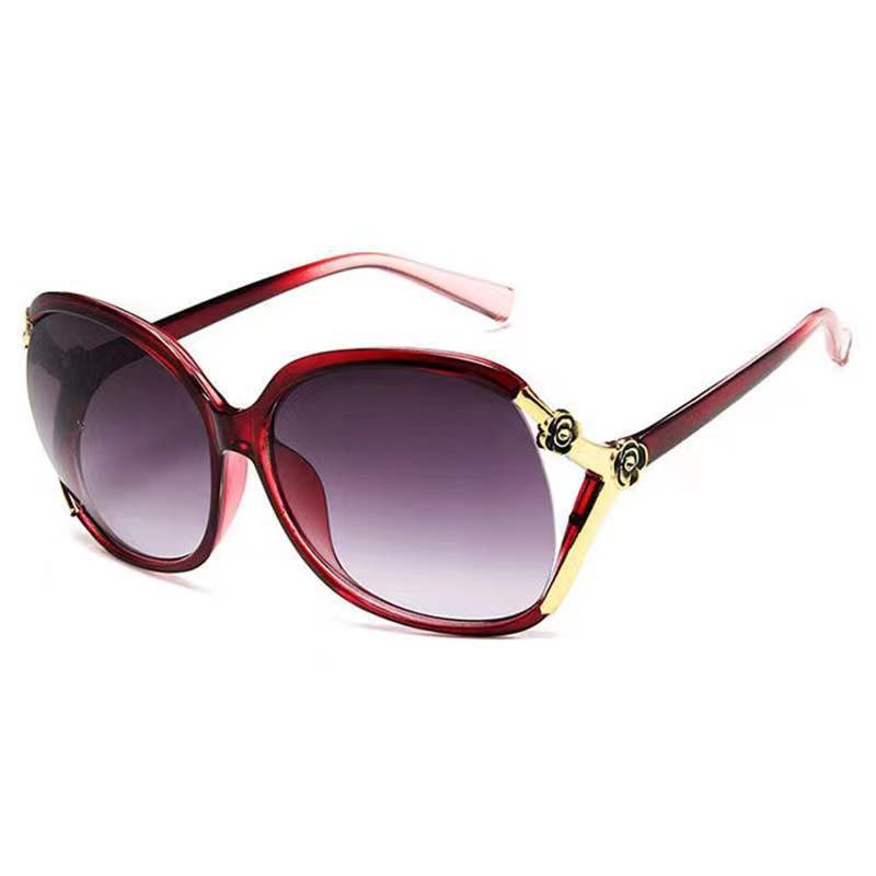 Wholesale Camellia hollow dot lacquer rose large frame sunglass