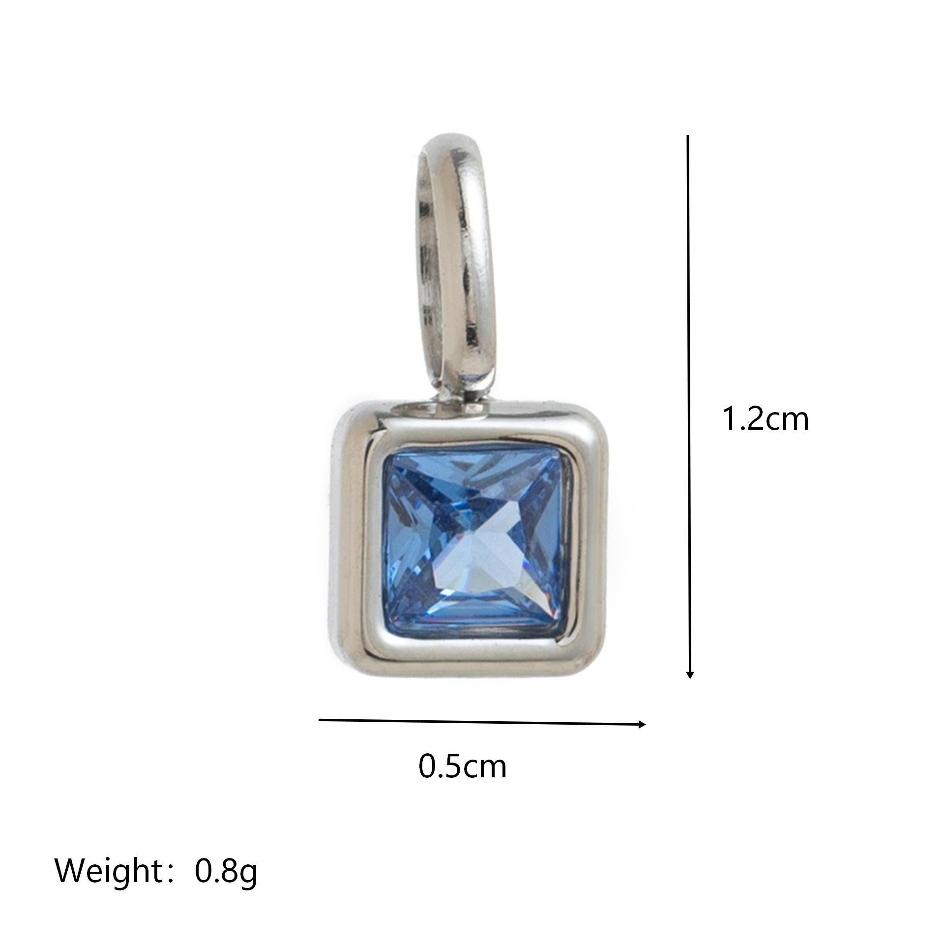 Wholesale Titanium Steel Geometric 12 Birthstone Colorful Zircon Pendant Necklace DIY Jewelry Accessory Gift For Women