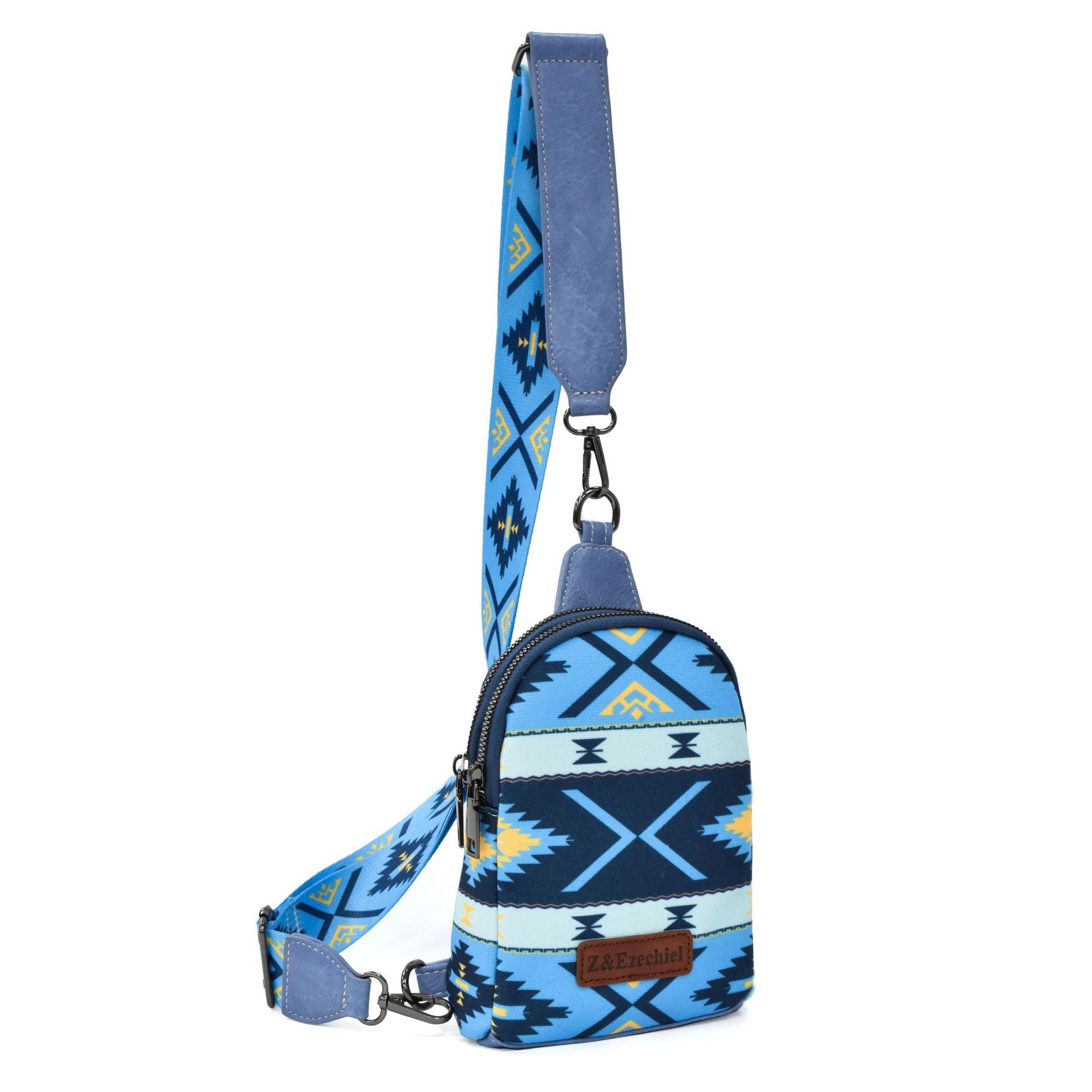 Wholesale Aztec Zipper Canvas Crossbody Bag Chest Bag