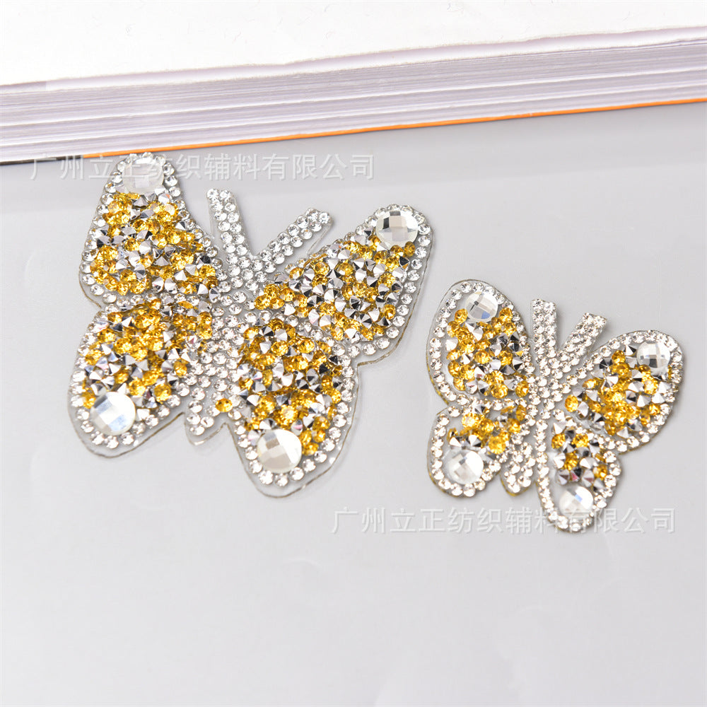 Wholesale 10pcs Butterfly rhinestone hot stamping embroidery DIY Patches