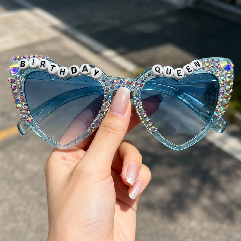 Wholesale Inlaid with diamonds Heart Earrings Men' s/ women' s sunglasses