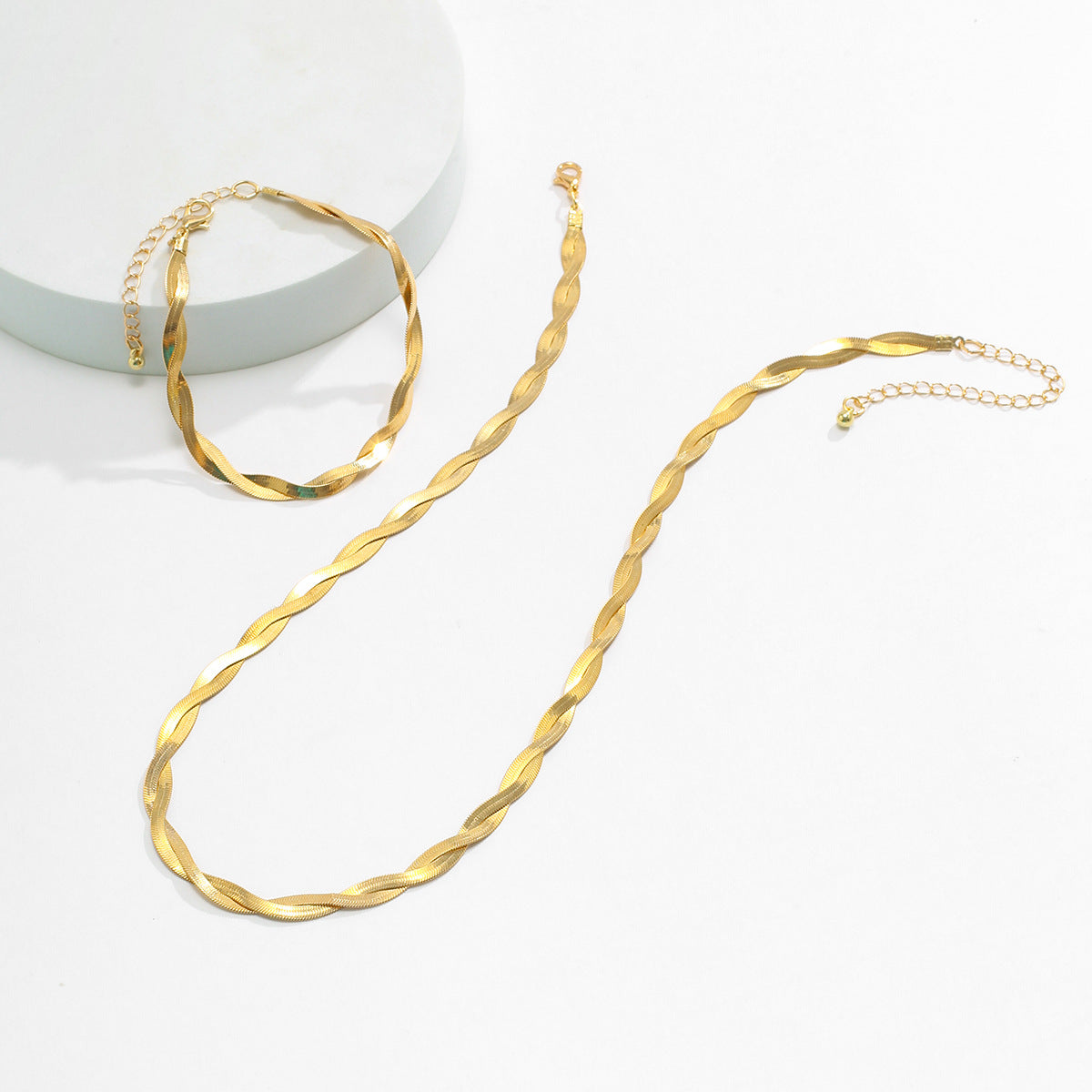 Wholesale Men's Woven Snake Bone Bracelet Necklace