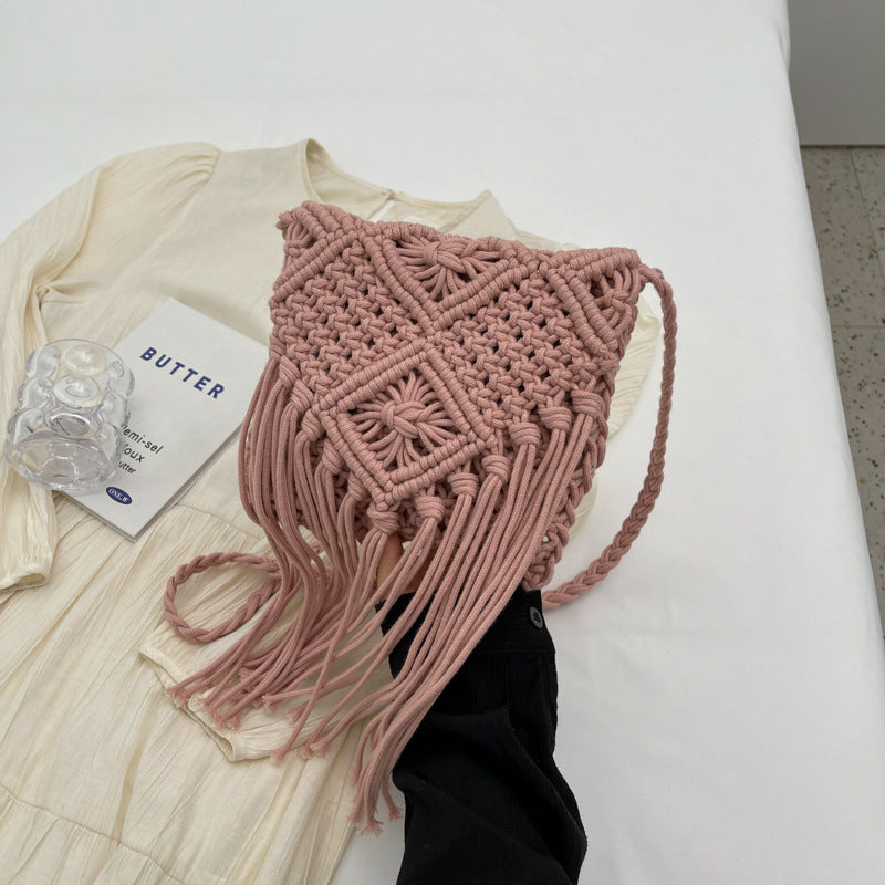 Wholesale Bohemian Tassel Cotton Straw Woven Bag Crossbody Bag Beach Bag