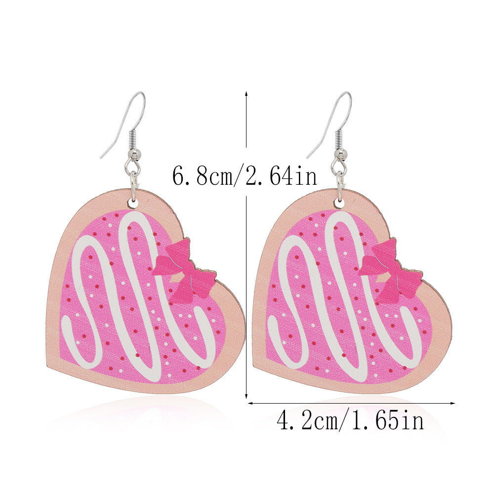 Wholesale Valentine's Day Love Truck Love Letter Printed Wooden Earrings