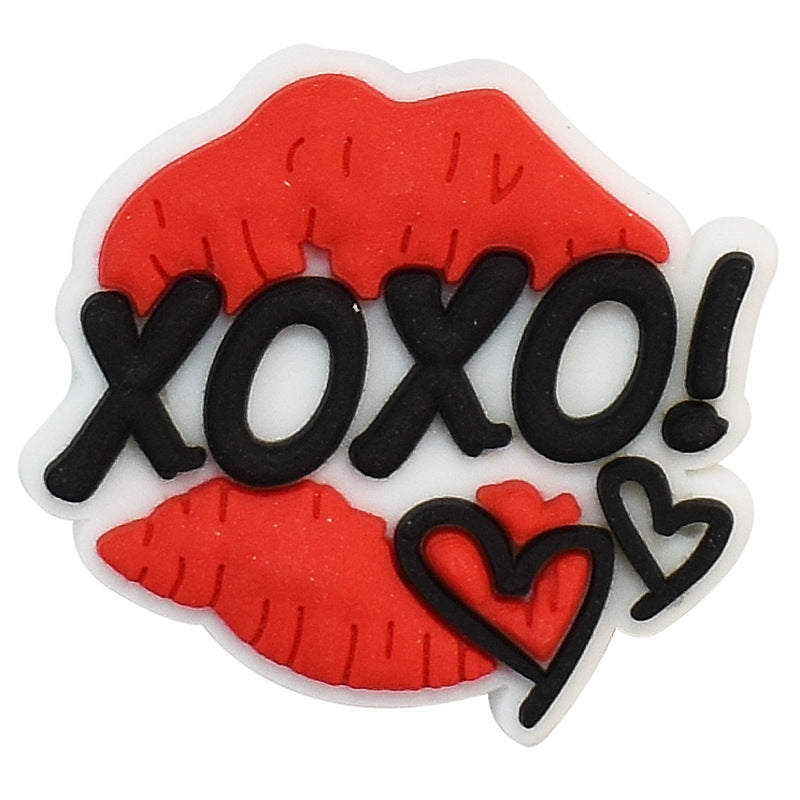 Wholesale random 100pcs Valentine' s Day  Removable Pvc Soft Glue Croc Shoes Charms