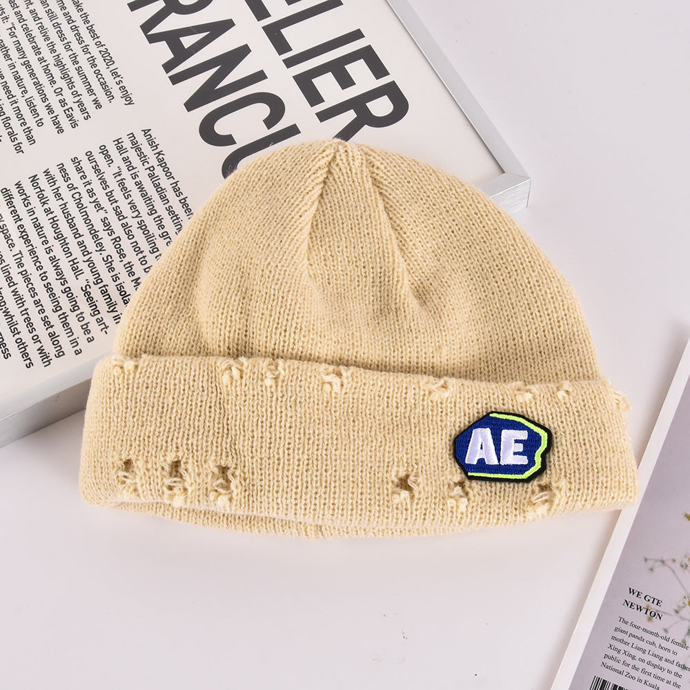 Wholesale Vintage Hole Knitted Melon Skin Hat