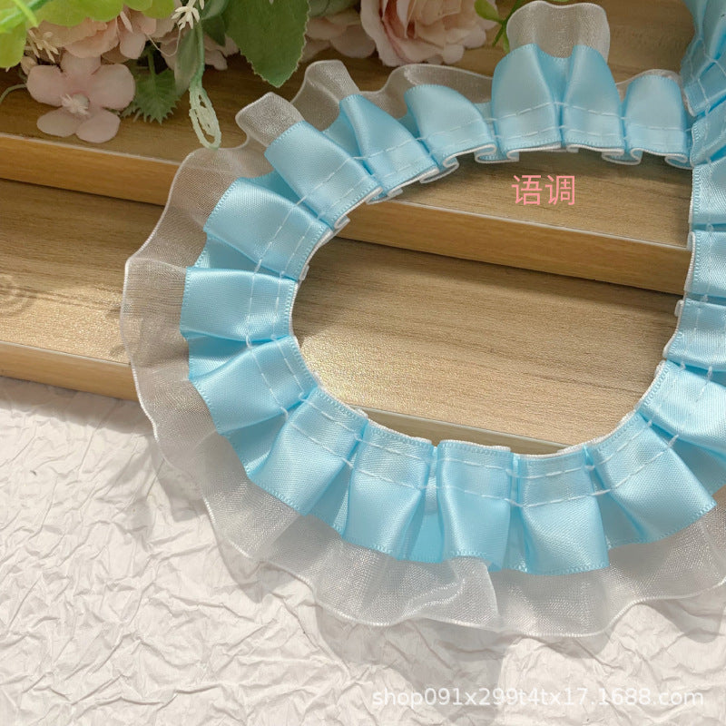 Wholesale 10pcs 4cm Polyester with Pleated Lace Trim Skirt Cuffs Handmade Diy Skirt Pannier