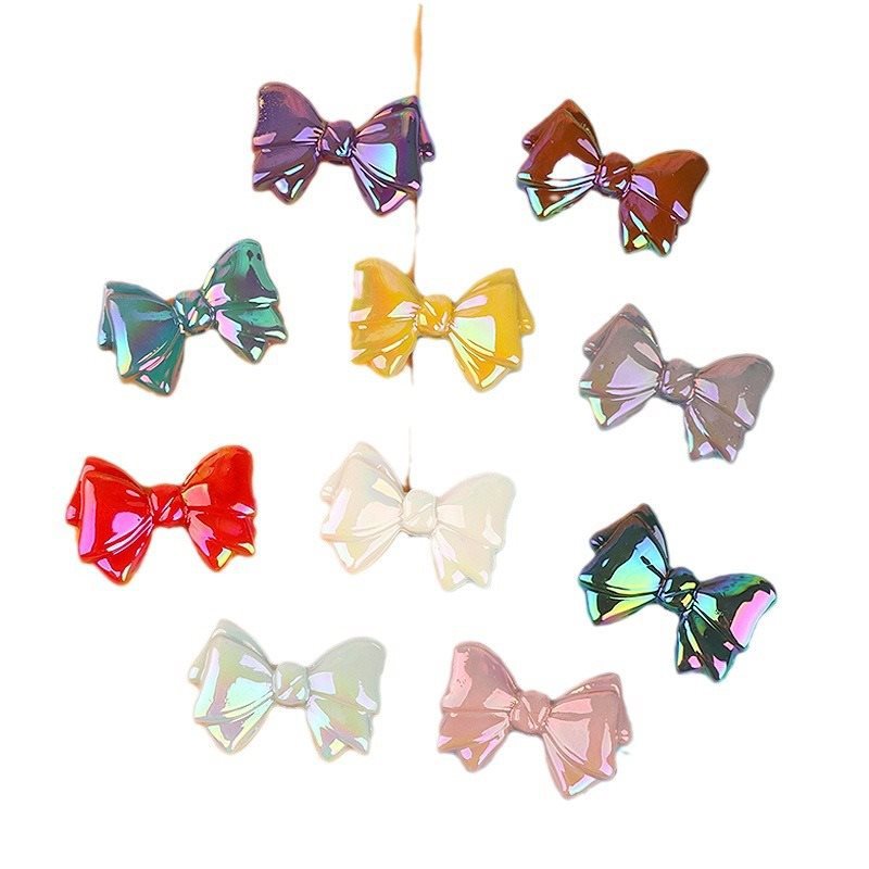 Wholesale 2PCS Acrylic Color Plated Double-sided Three-dimensional Bow Beads