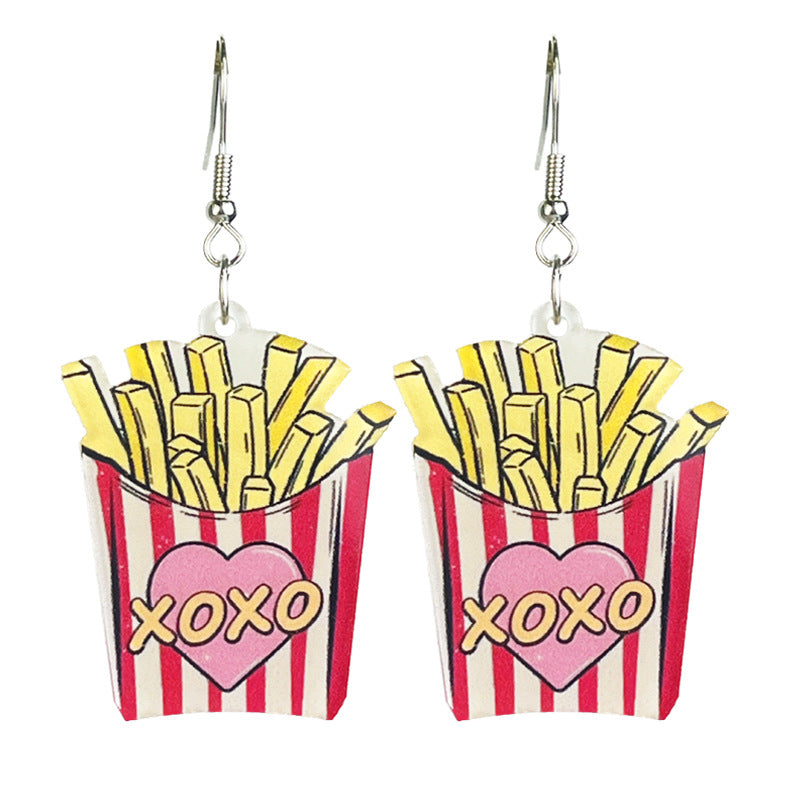 Wholesale 2pcs Acrylic Cat Food Enthusiast Lover Earrings