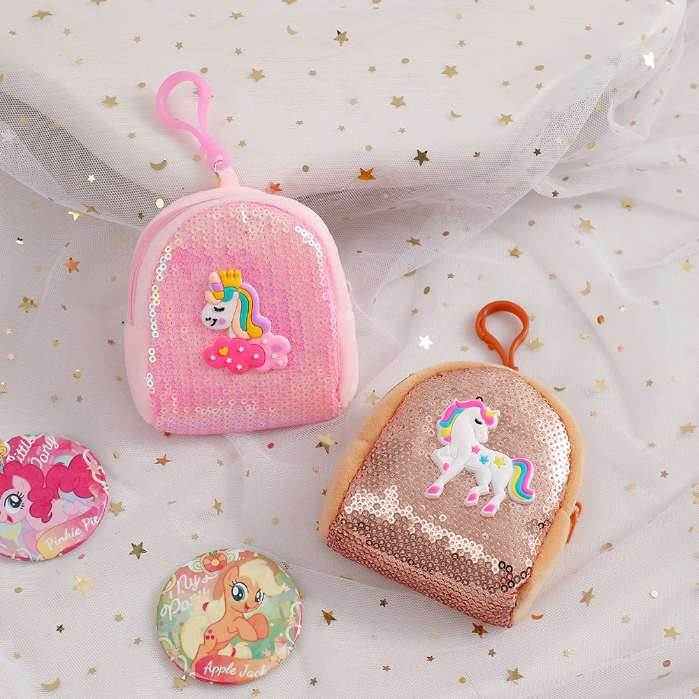Wholesale New Sequin Unicorn Coin Purse Children' s Portable Coin Headset Storage Bag