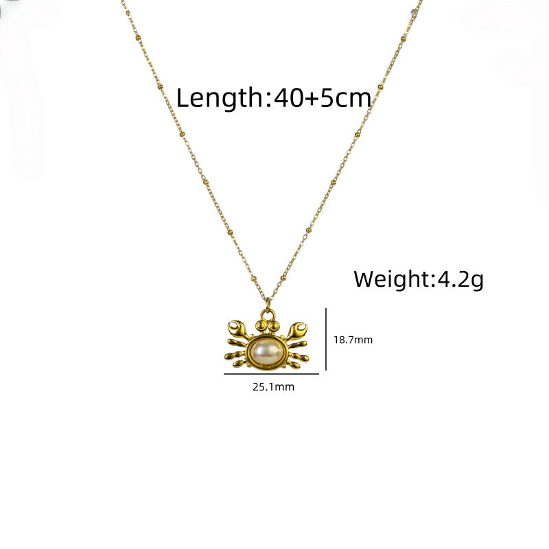 Wholesale Three-Dimensional Chili Crab Stainless Steel Oil Drop Necklace